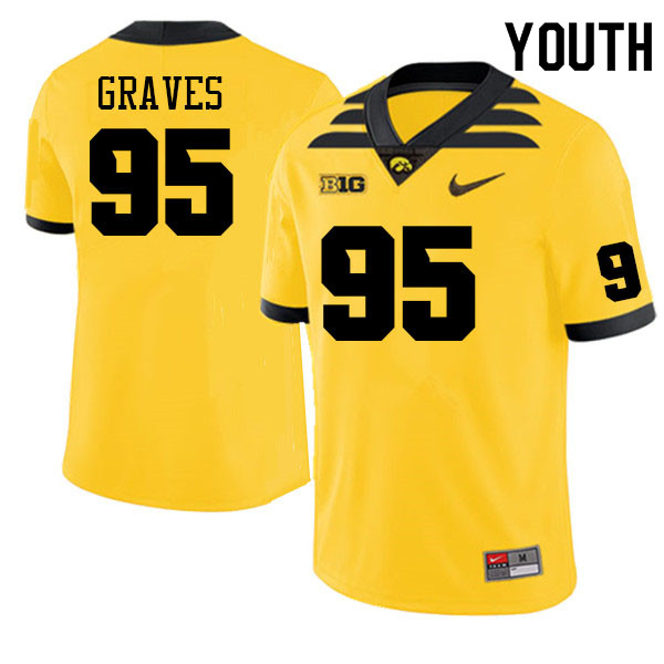Youth #95 Aaron Graves Iowa Hawkeyes College Football Alternate Jerseys Sale-Gold